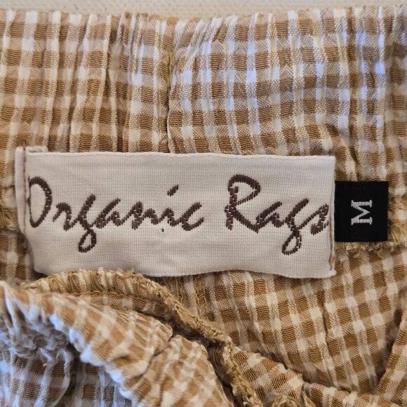 Organic Rags Womens Two Piece Set Tan and White Check Casual Top and Capri Mediu - Picture 4 of 11